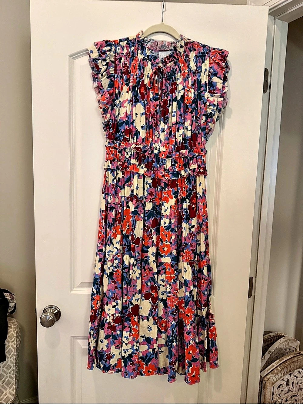 Karlie Floral Linen Blend Maxi Dress – Size Large – NWOT